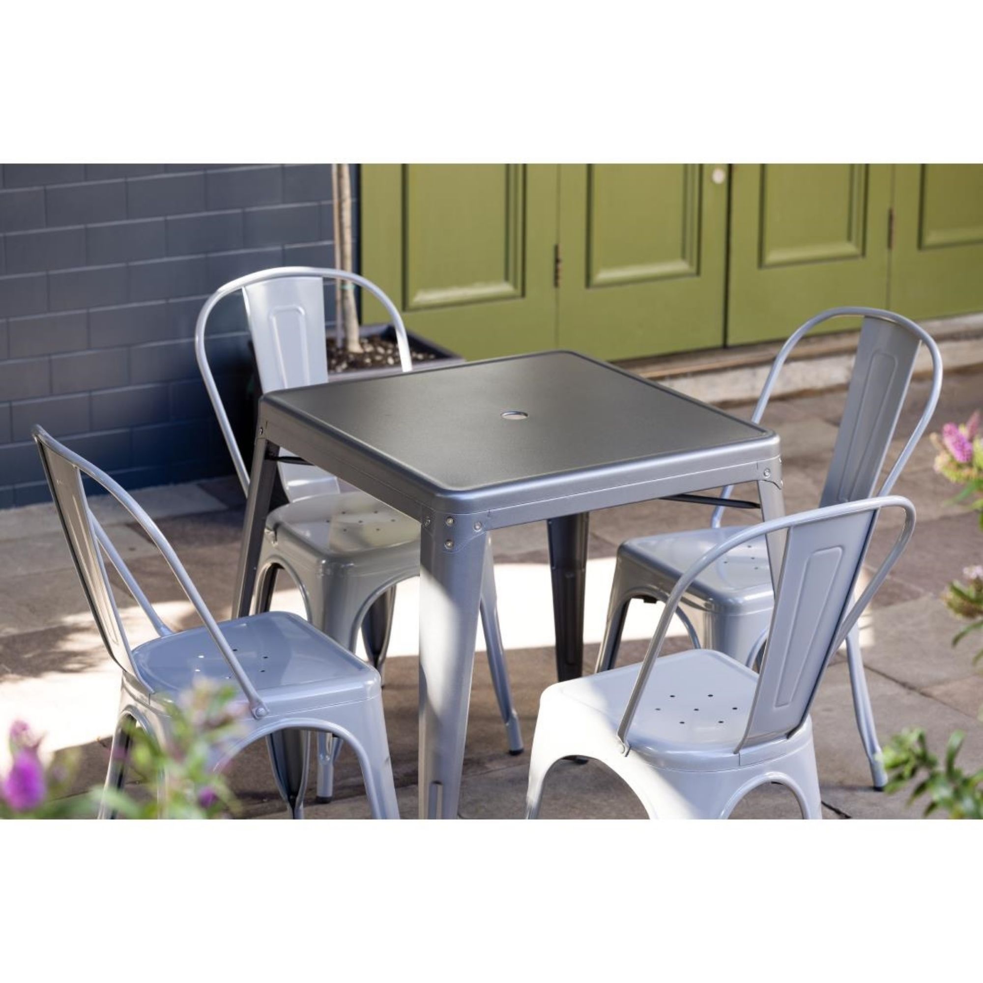 Picture of Bolero Bistro Square Steel Table Gun Metal 668mm