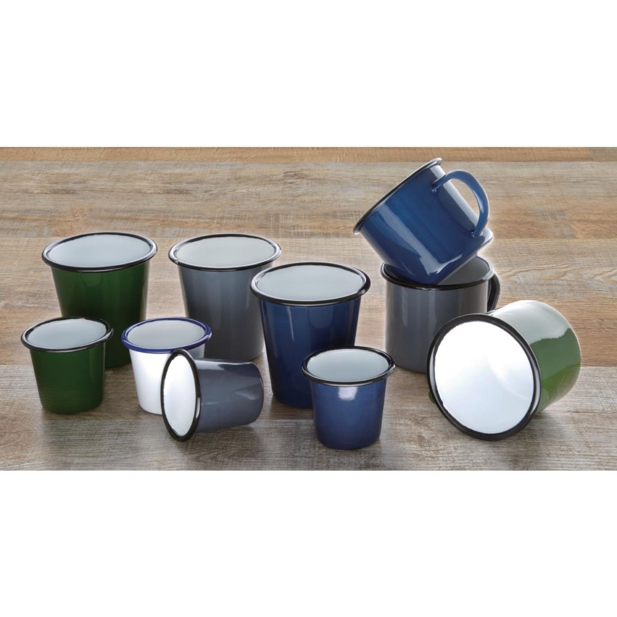 Picture of Olympia Enamel Sauce Cup White and Blue (Pack of 6)