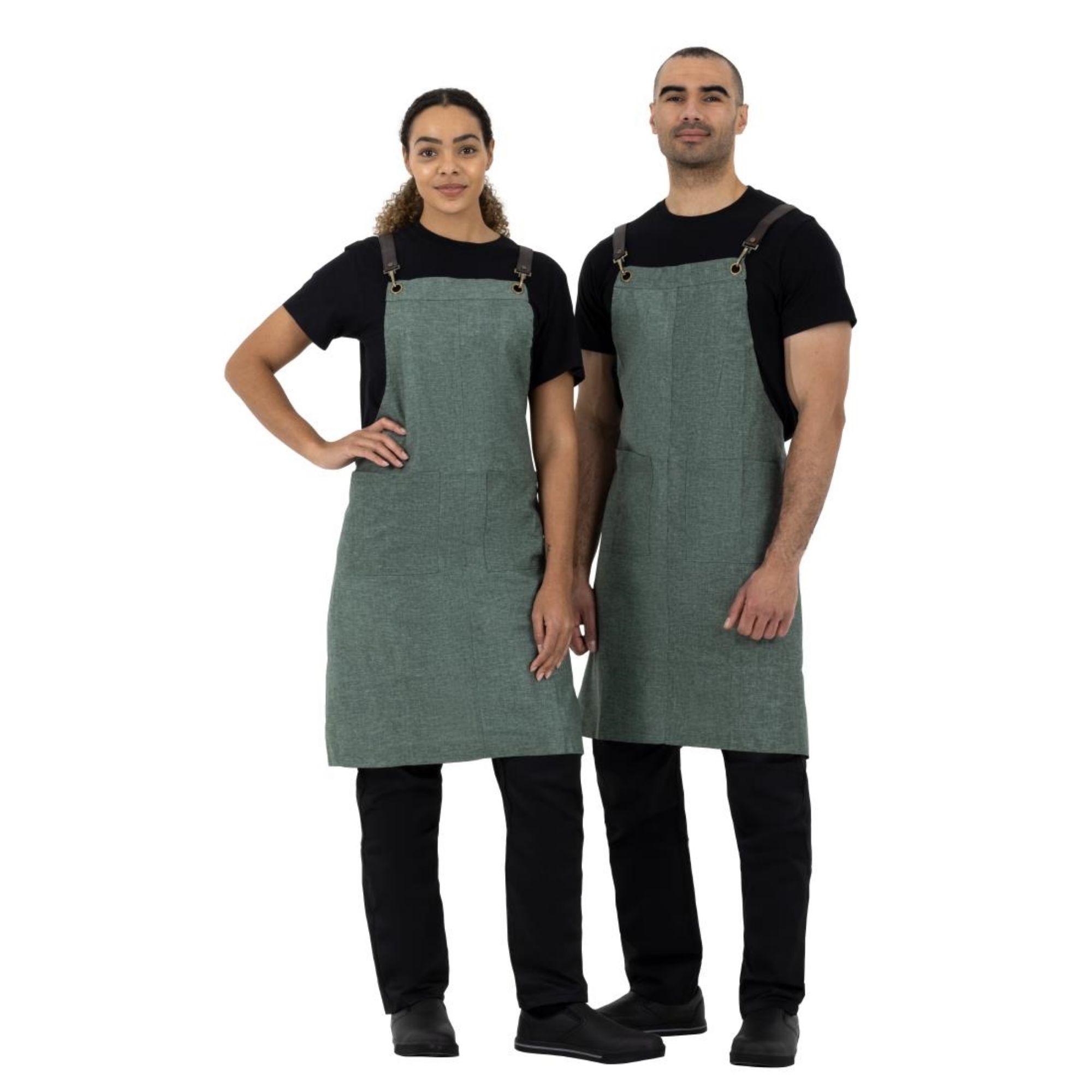 Picture of Southside Linen Blend Bib Apron Forest Green