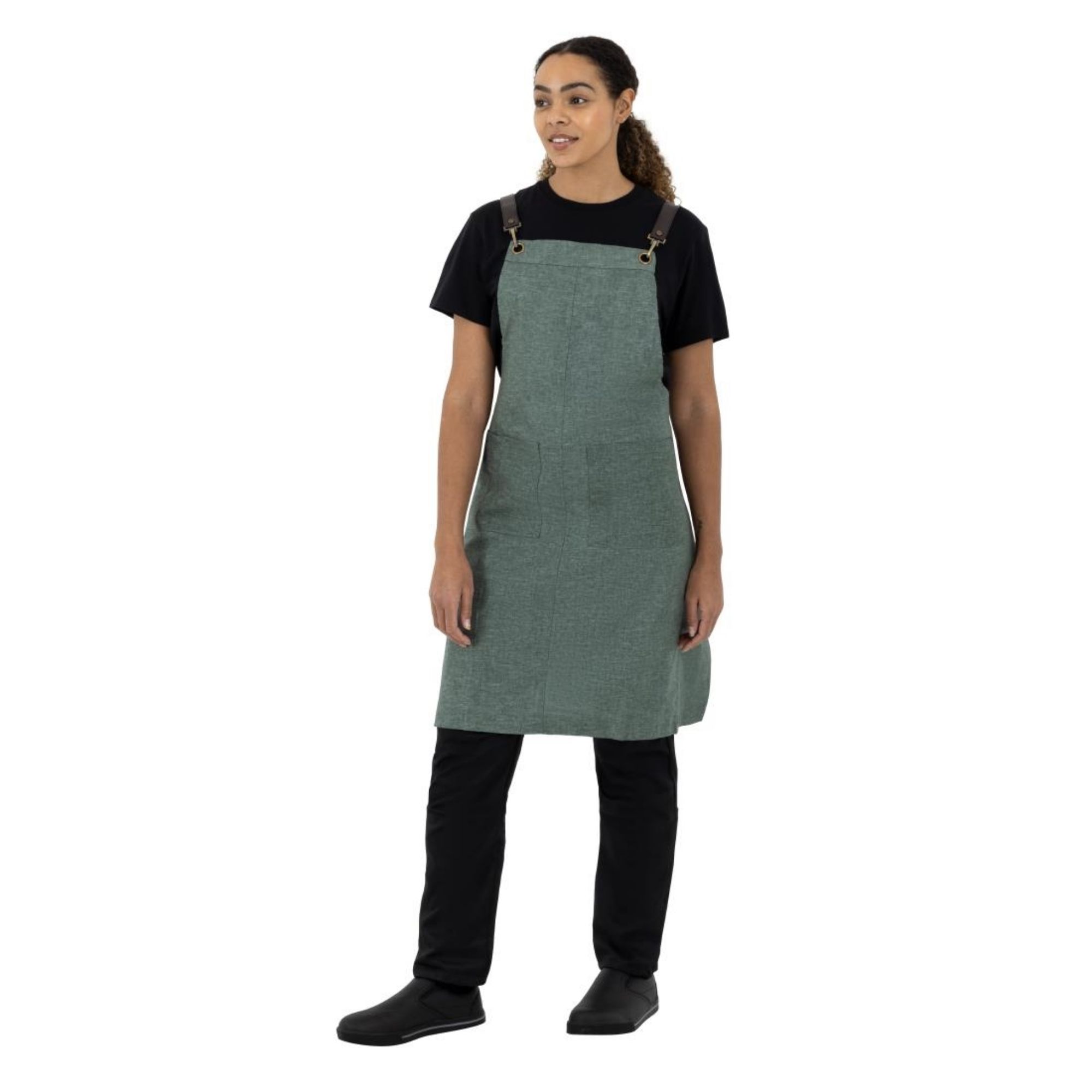 Picture of Southside Linen Blend Bib Apron Forest Green