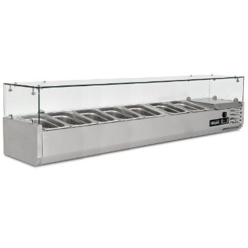 Picture of BLIZZARD 1.5m Glass Canopy 1/4 Gastronorm Prep Top TOP1500-14CR