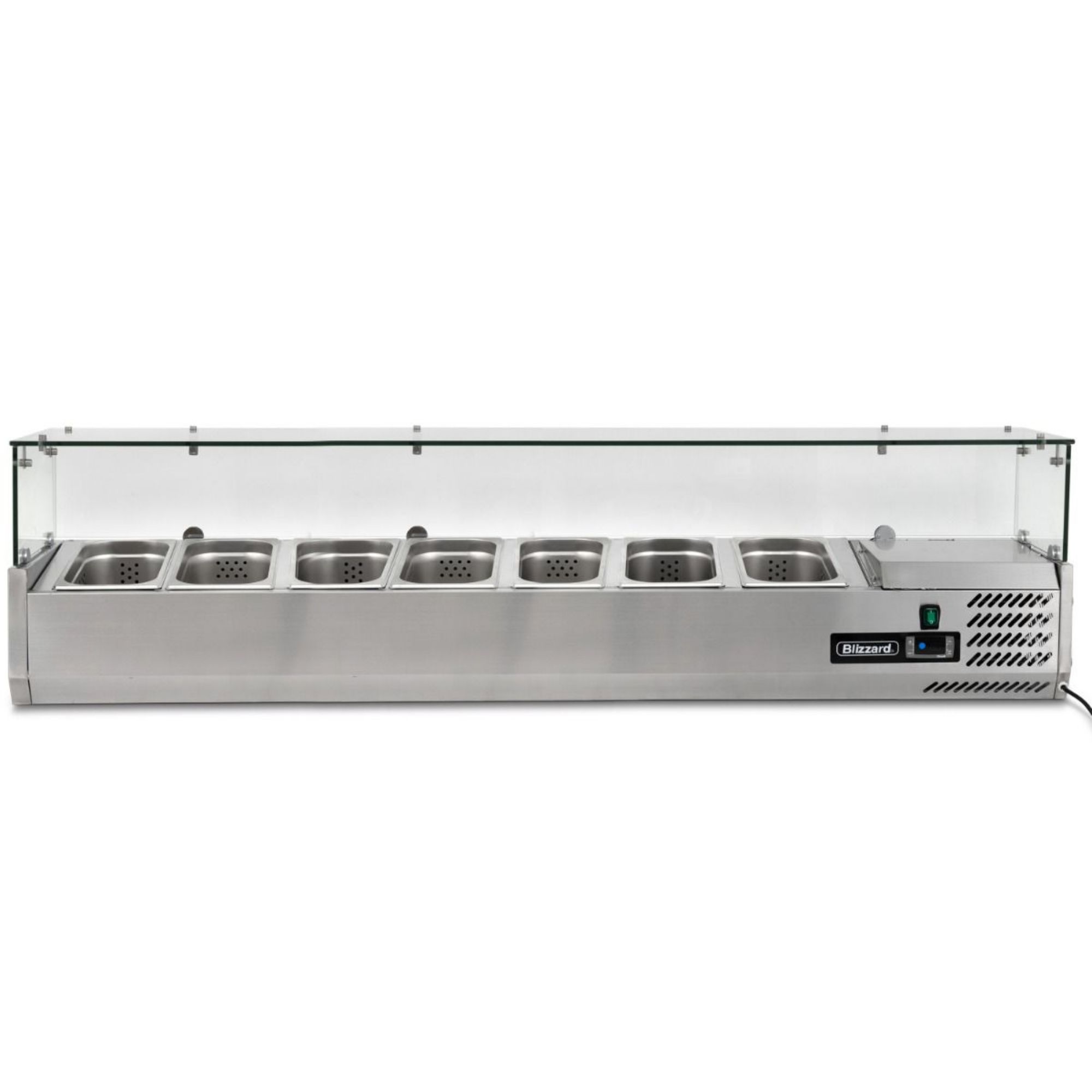 Picture of BLIZZARD 1.5m Glass Canopy 1/4 Gastronorm Prep Top TOP1500-14CR