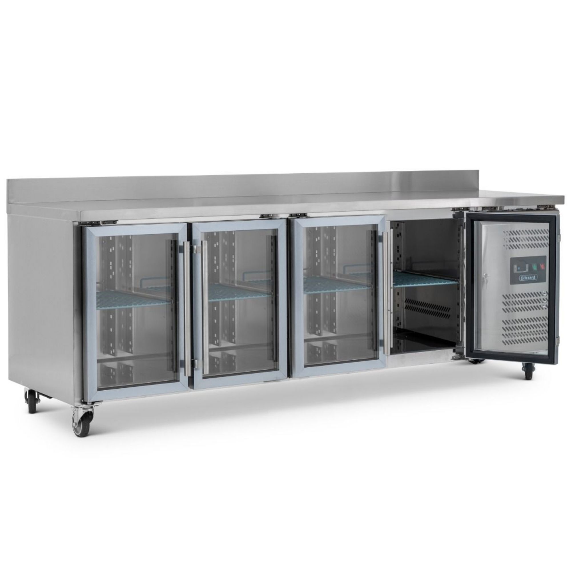 Picture of BLIZZARD 553L Four Glass Door Counter Refrigerator With Upstand HBC4CR