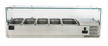 Picture of Chefs Range TU140013G 1400mm Glass Topping well 4 x 1/3gn + 1 x 1/2gn