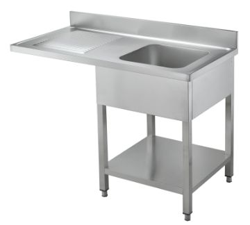 Picture of Chefs Range STD02D-146R1C 1400mm Dishwasher sink left hand drainer with mixer tap & waste fittings