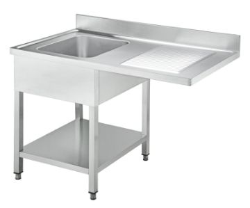 Picture of Chefs Range STD02D-146L1C 1400mm Dishwasher sink right hand drainer with mixer tap & waste fittings
