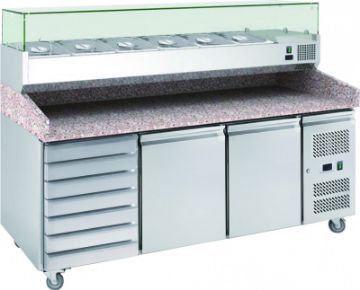 Picture of Chefs Range PP3D+ - 2 Door + 1 bank of drawers Pizza Prep Counter - 9 x 1/3gn containers