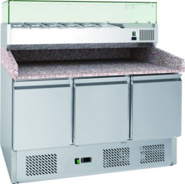 Picture of Chefs Range PP3C+ - Compact 3 Door Pizza Prep Counter - 6 x 1/4gn containers