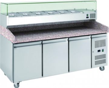 Picture of Chefs Range PP3+ - 3 Door Pizza Prep Counter - 9 x 1/3gn containers