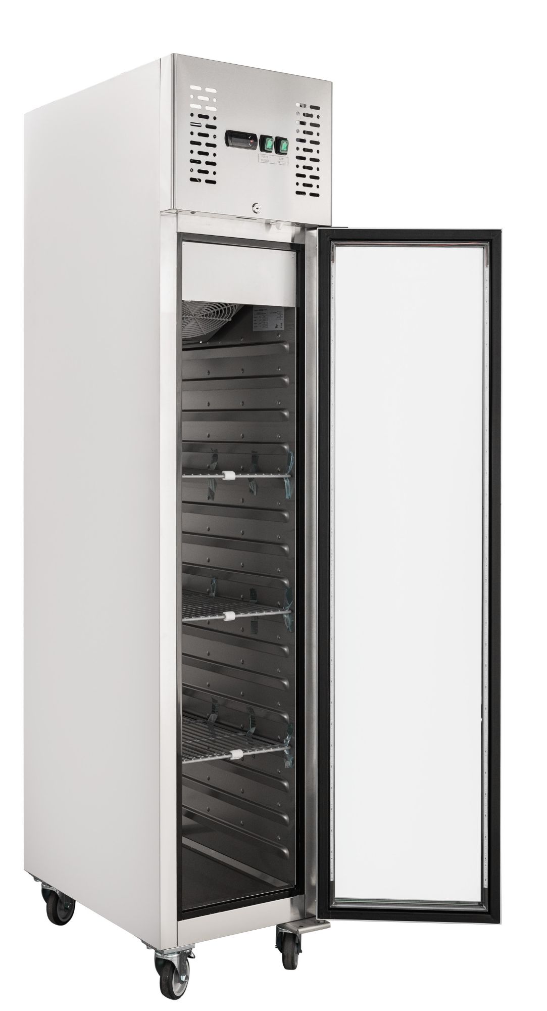 Picture of Chefs Range GN280TNVG - 280ltr 1/1gn Glass door Slimline Single Door upright Fridge