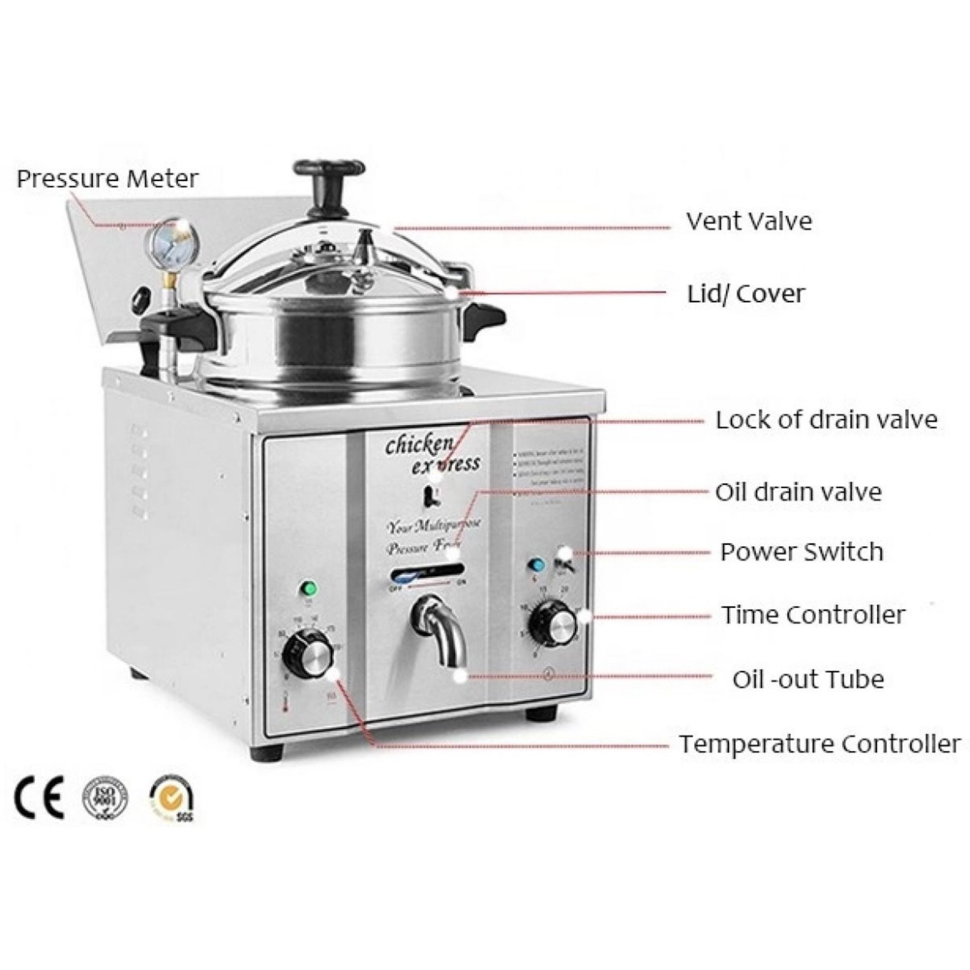 Picture of Chefs Range ECE16B Programmable electric Counter top pressure fryer - 3.0kw