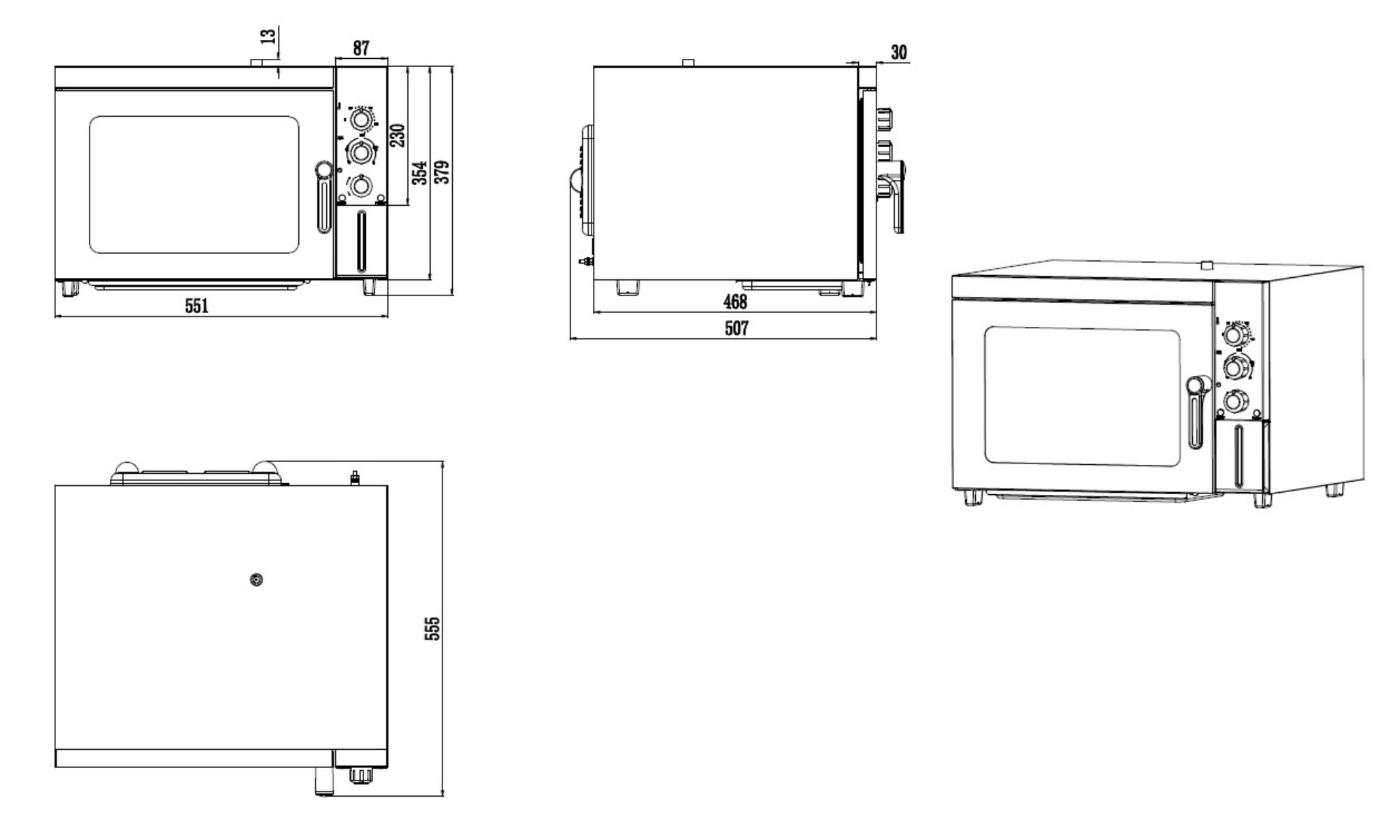 Picture of Combisteel Electric Convection Steam Oven 3 x 2/3 GN - 2.5 kW