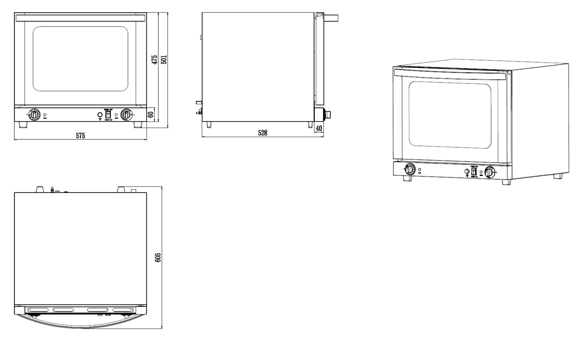 Picture of Combisteel Electric Convection Oven with Humidifier 4 x 430 x 325 mm - 2.9 kW