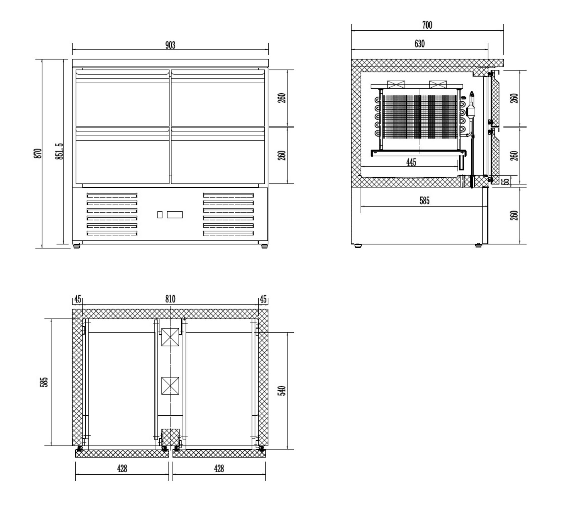 Picture of Combisteel Energy Line 4-Drawer Refrigerated Counter with Evaporator - 257 L