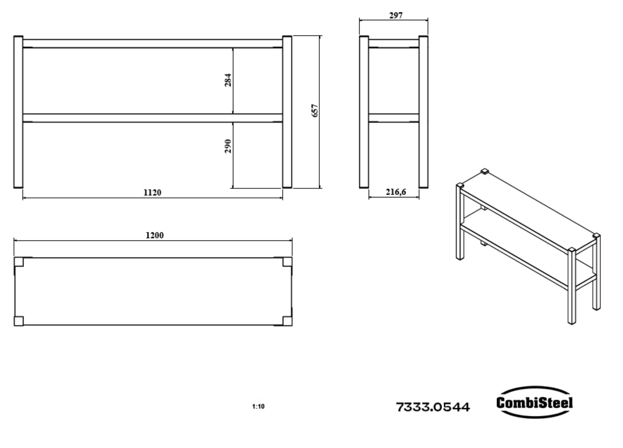 Picture of Combisteel 2-Level Flat-Packed Overshelf 1200 - Stainless Steel 430