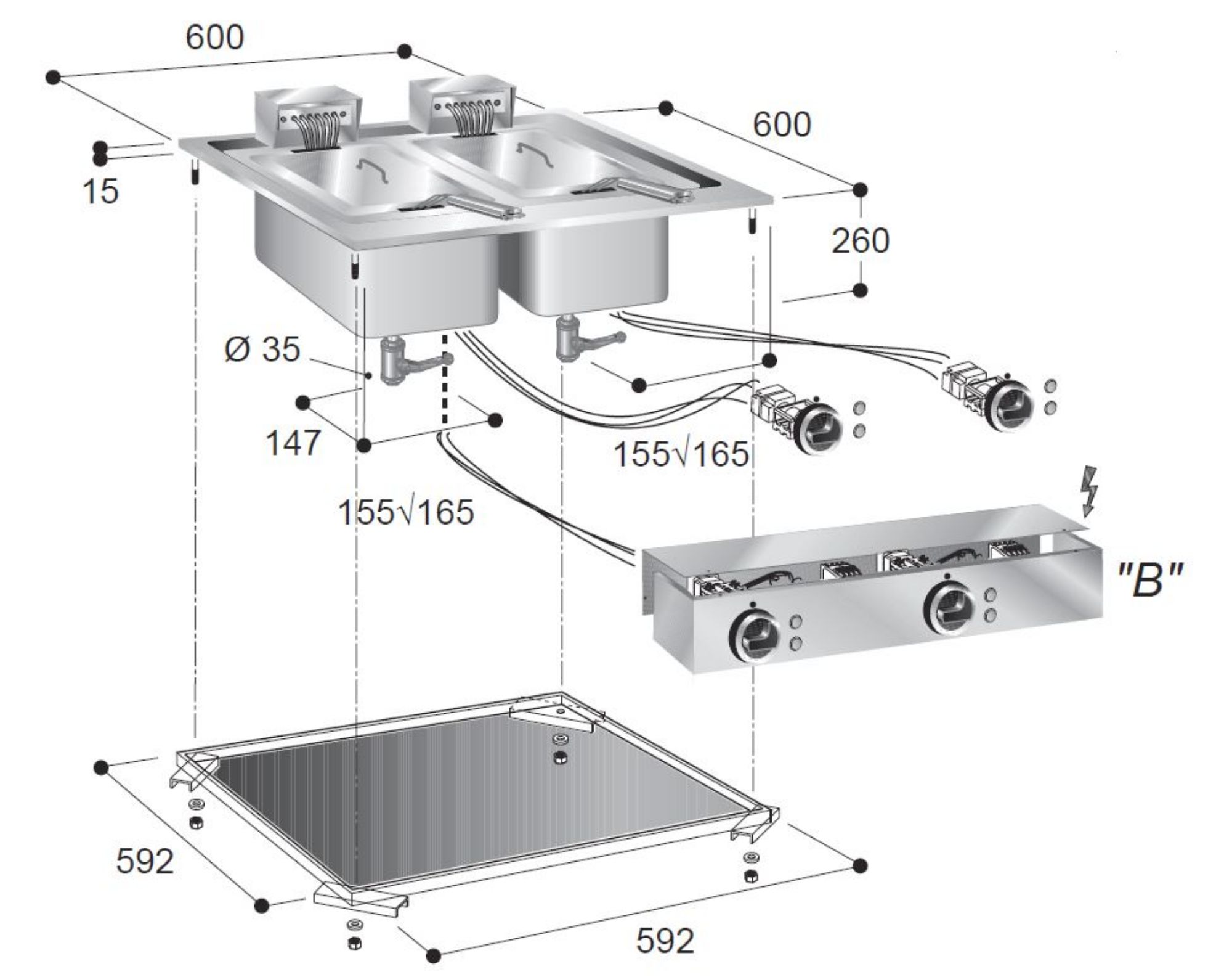 Picture of Combisteel Electric Fryer 2 x 10 L - 14.5 kW