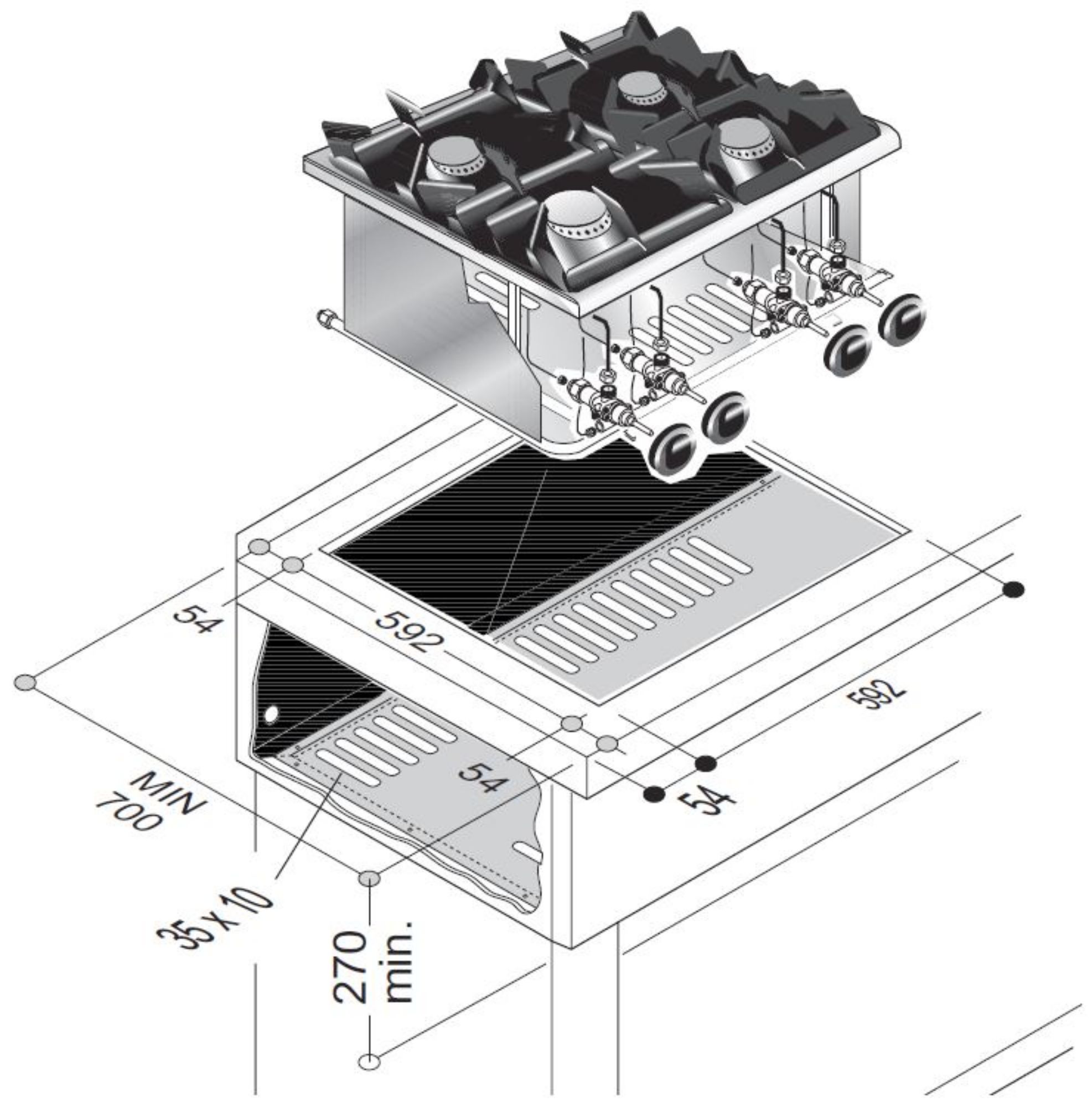 Picture of Combisteel Drop-In Four-Burner Gas Range - 14 kW