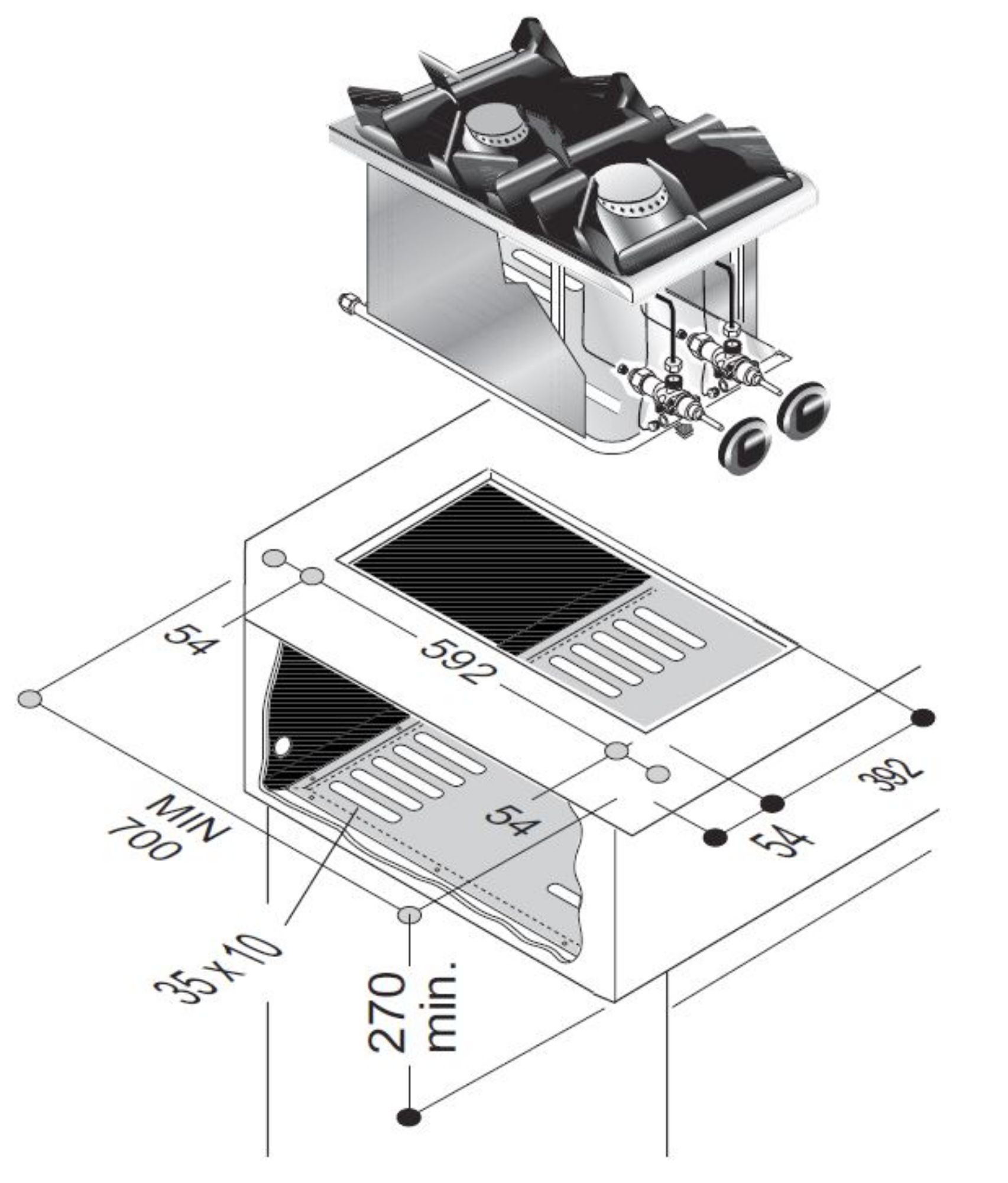 Picture of Combisteel Drop-In Two-Burner Gas Range - 7 kW