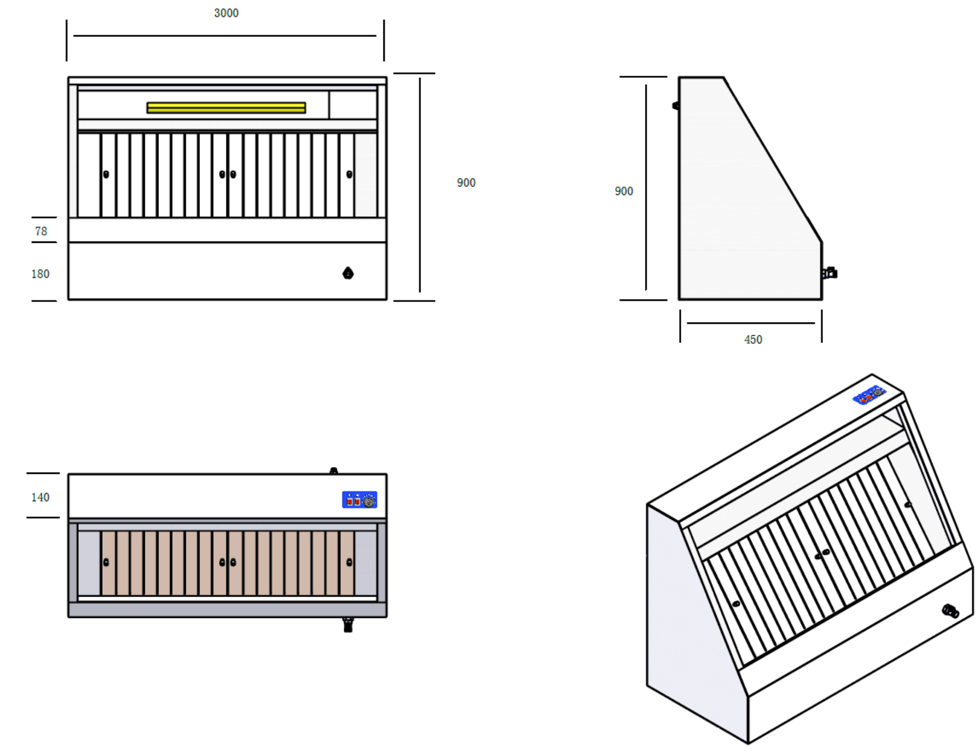 Picture of Combisteel 900 Wall-Mounted Hood Complete - 3000 mm
