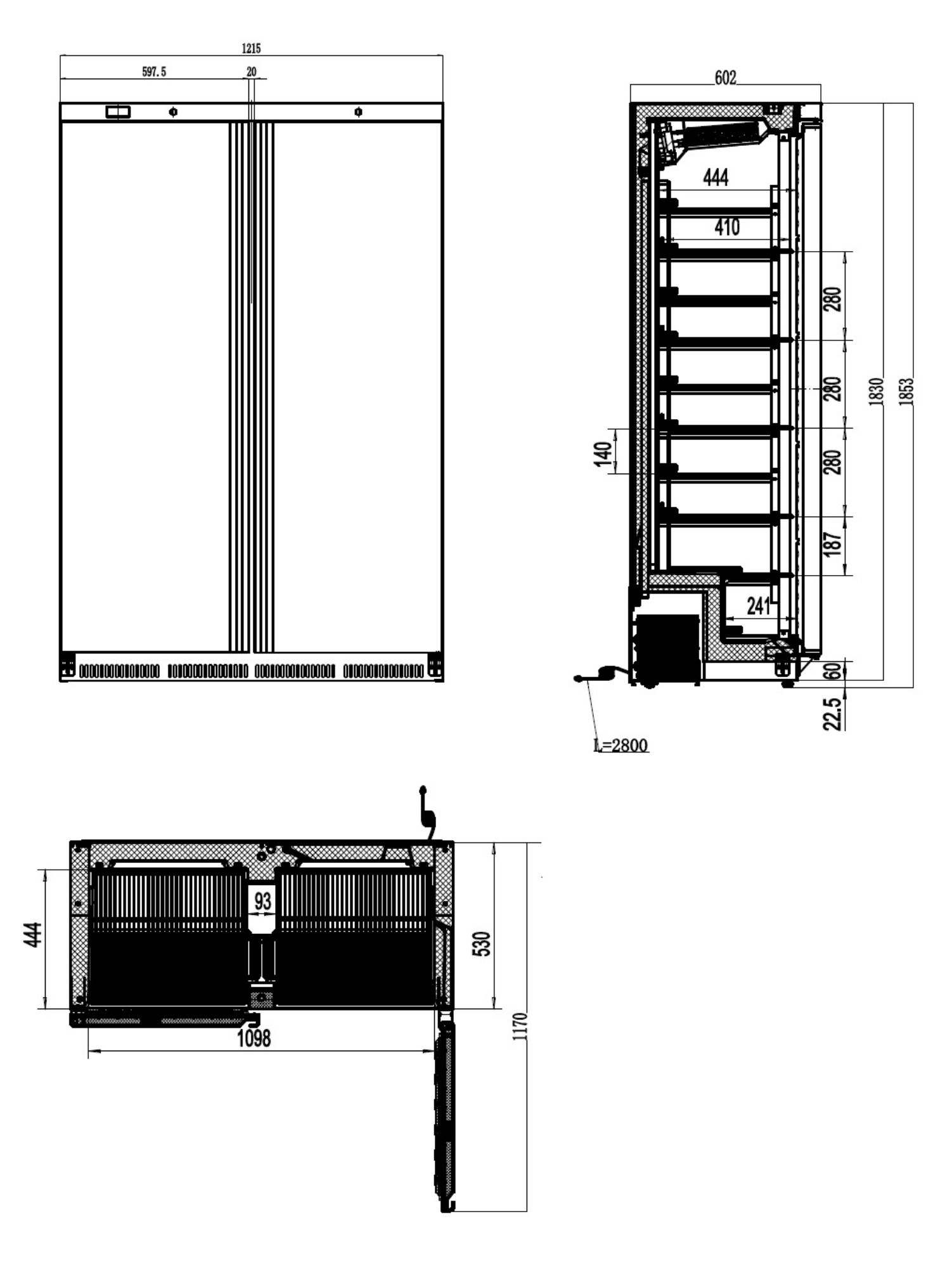 Picture of Combisteel White Two-Door Refrigerator - 744 L
