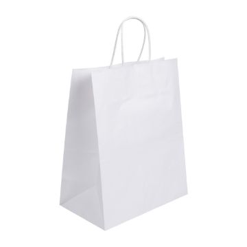 Picture of Fiesta Recyclable Twist Handle White Paper Bags Large (250 Pack)