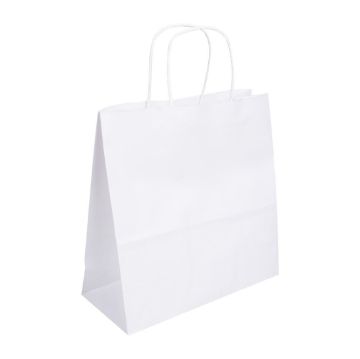 Picture of Fiesta Recyclable Twist Handle White Paper Bags Small (250 Pack)