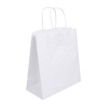 Picture of Fiesta Recyclable Twist Handle White Paper Bags Medium (250 Pack)
