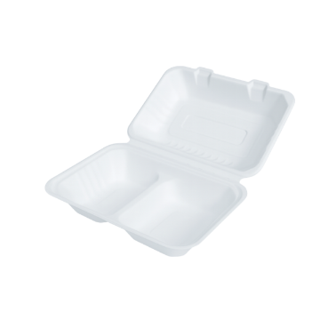 Picture of New 9"x6"x2"-2 Compartment Bagasse Meal Box(4x50's)PFAS FREE
