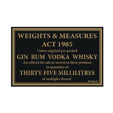 Picture of Beaumont 1985 Weights & Measures Sign 35ml 170x110mm