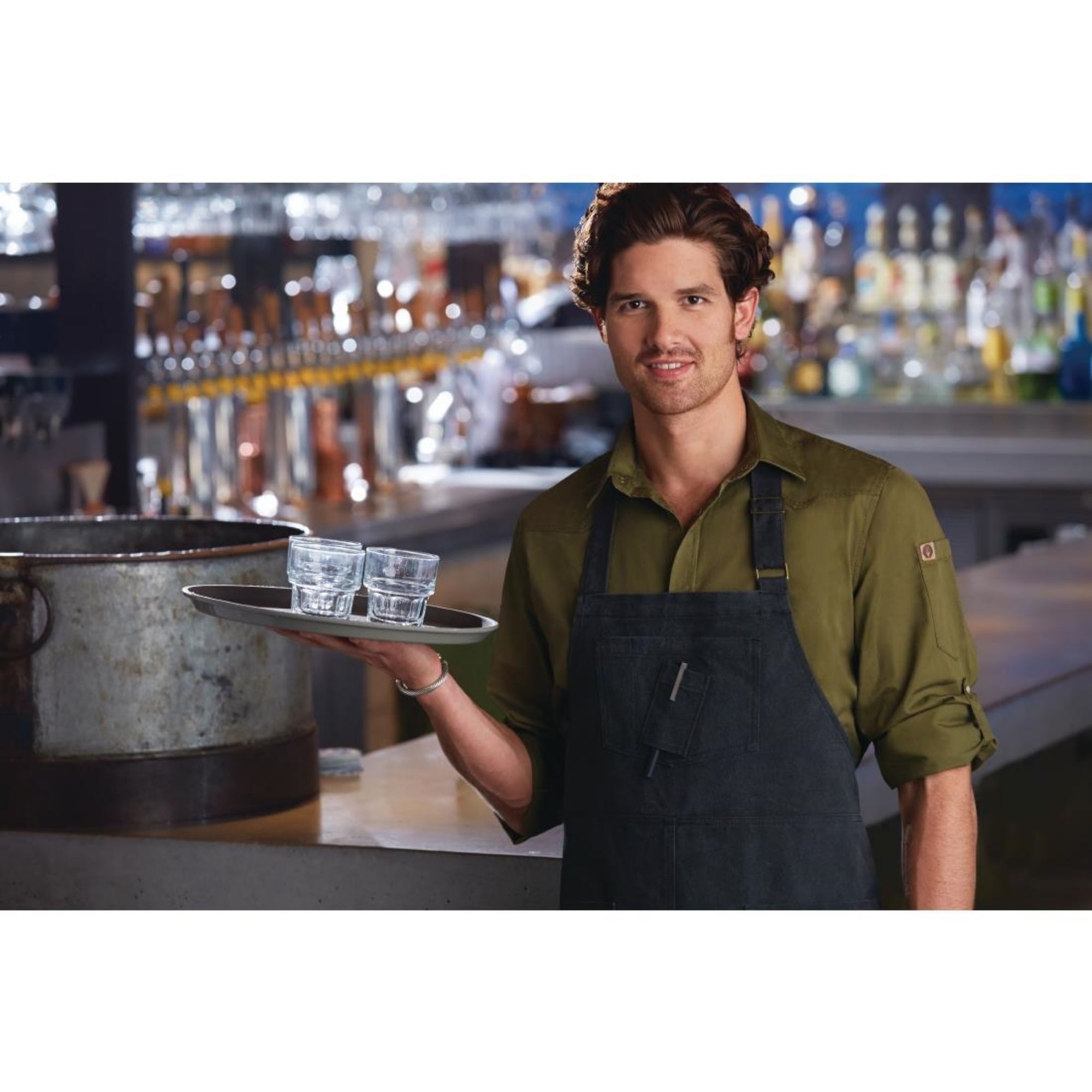 Picture of Chef Works Urban Rockford Wide Bib Apron Steel Grey
