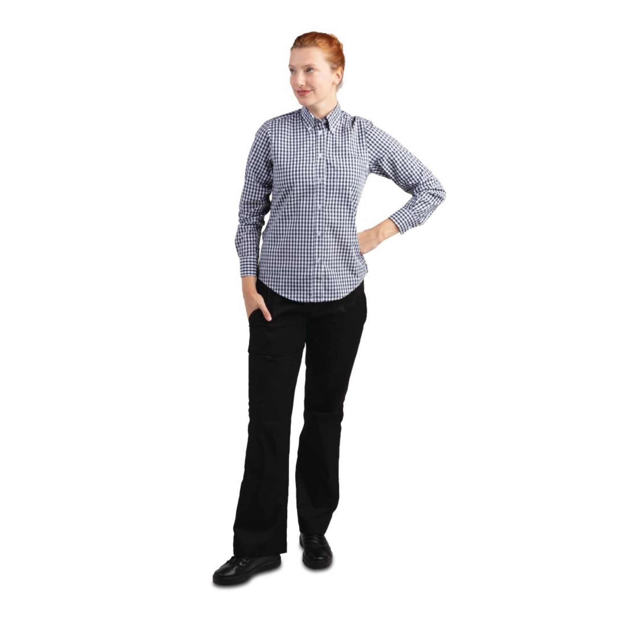 Picture of Chef Works Womens Gingham Shirt Black XS