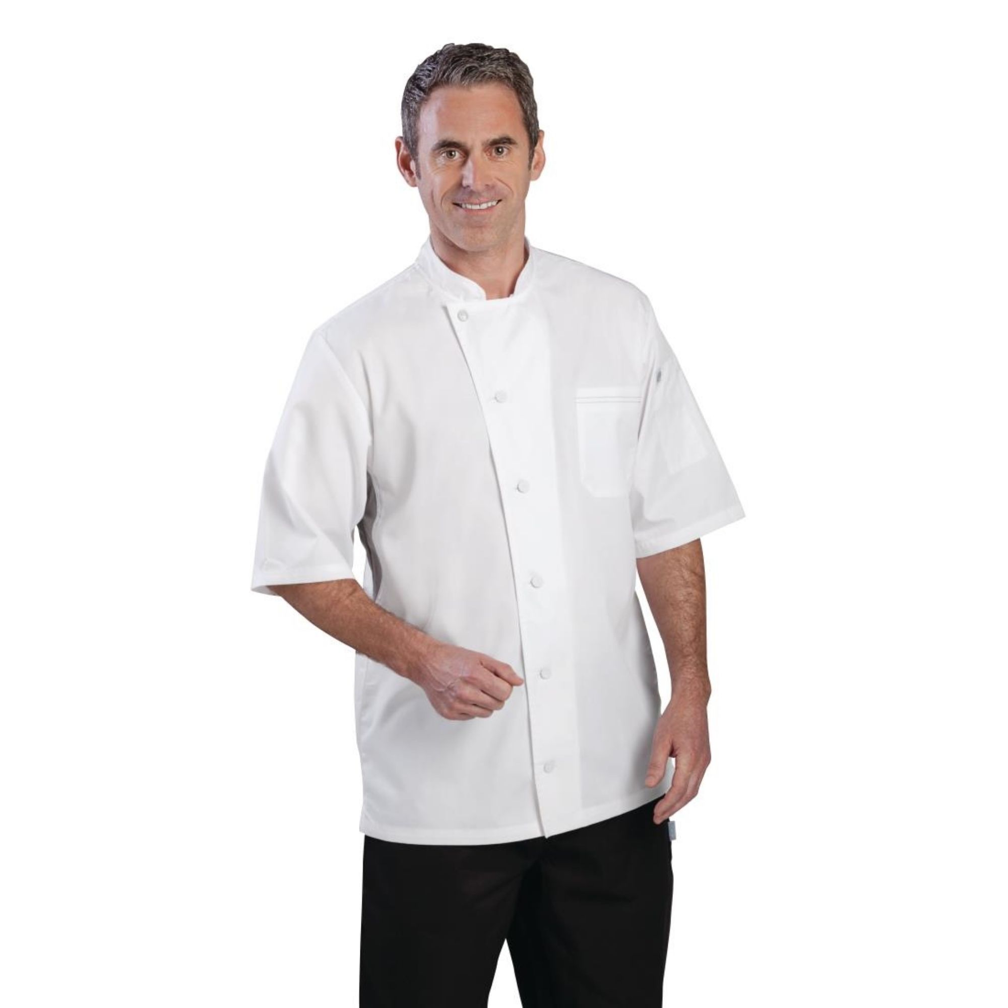 Picture of Chef Works Valais Unisex Chef Jacket White with Grey 2XL