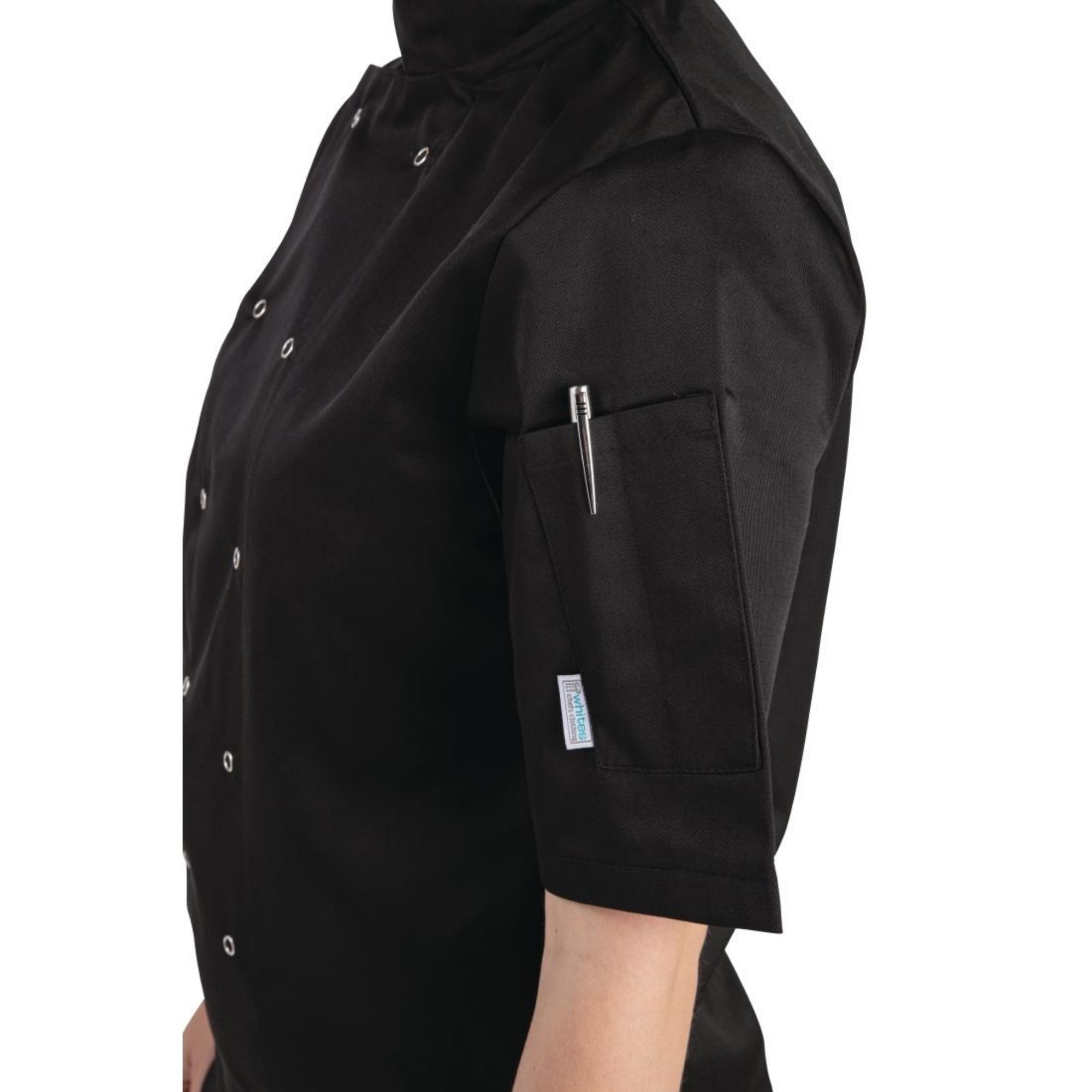 Picture of Whites Vegas Unisex Chef Jackets Short Sleeve Black M (5 Pack)