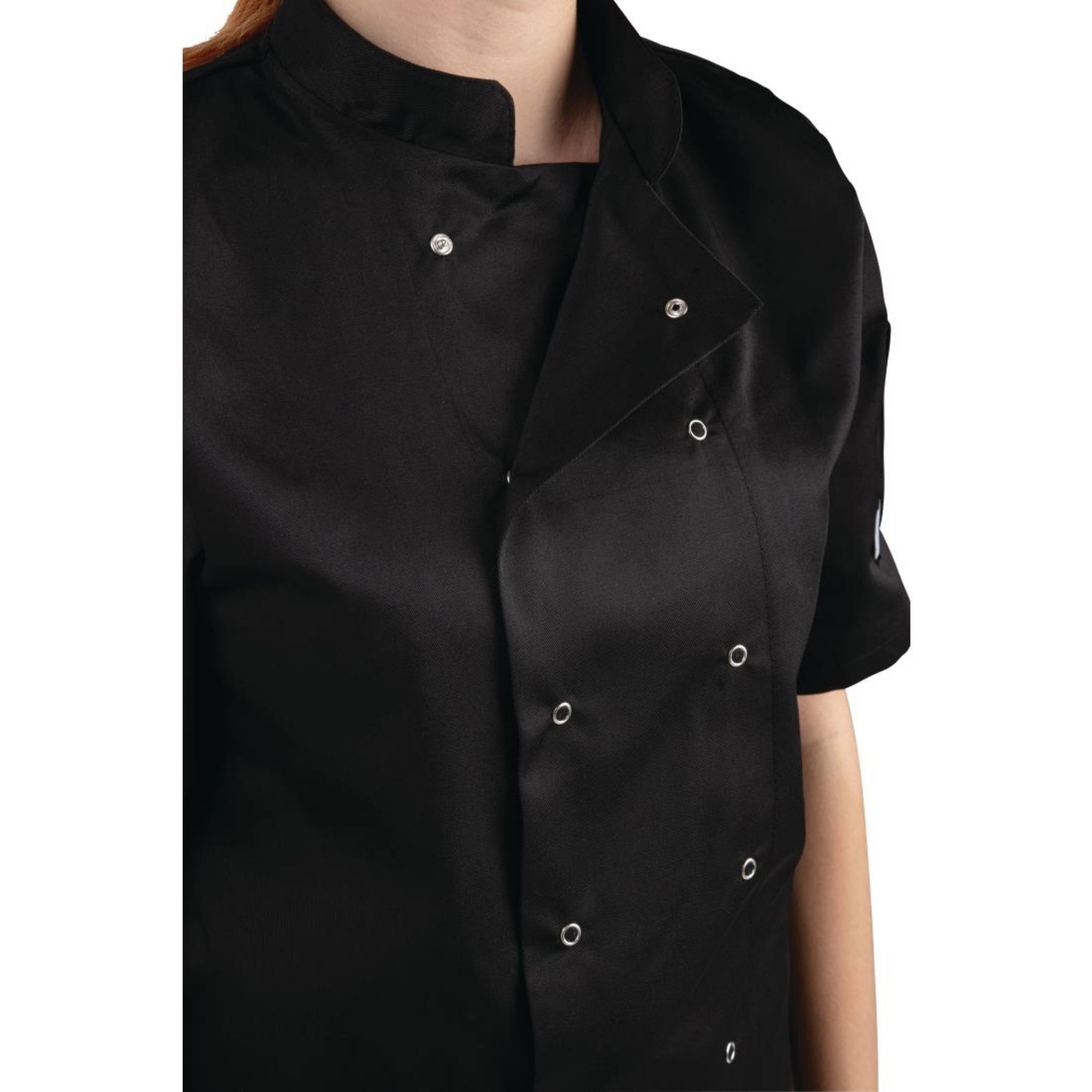 Picture of Whites Vegas Unisex Chef Jackets Short Sleeve Black M (5 Pack)