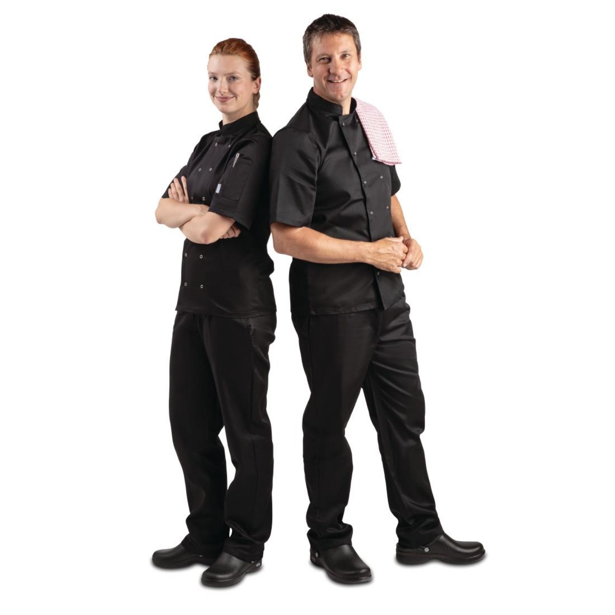 Picture of Whites Vegas Unisex Chef Jackets Short Sleeve Black S (5 Pack)