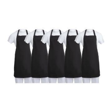 Picture of Whites Bib Aprons Black (5 Pack)