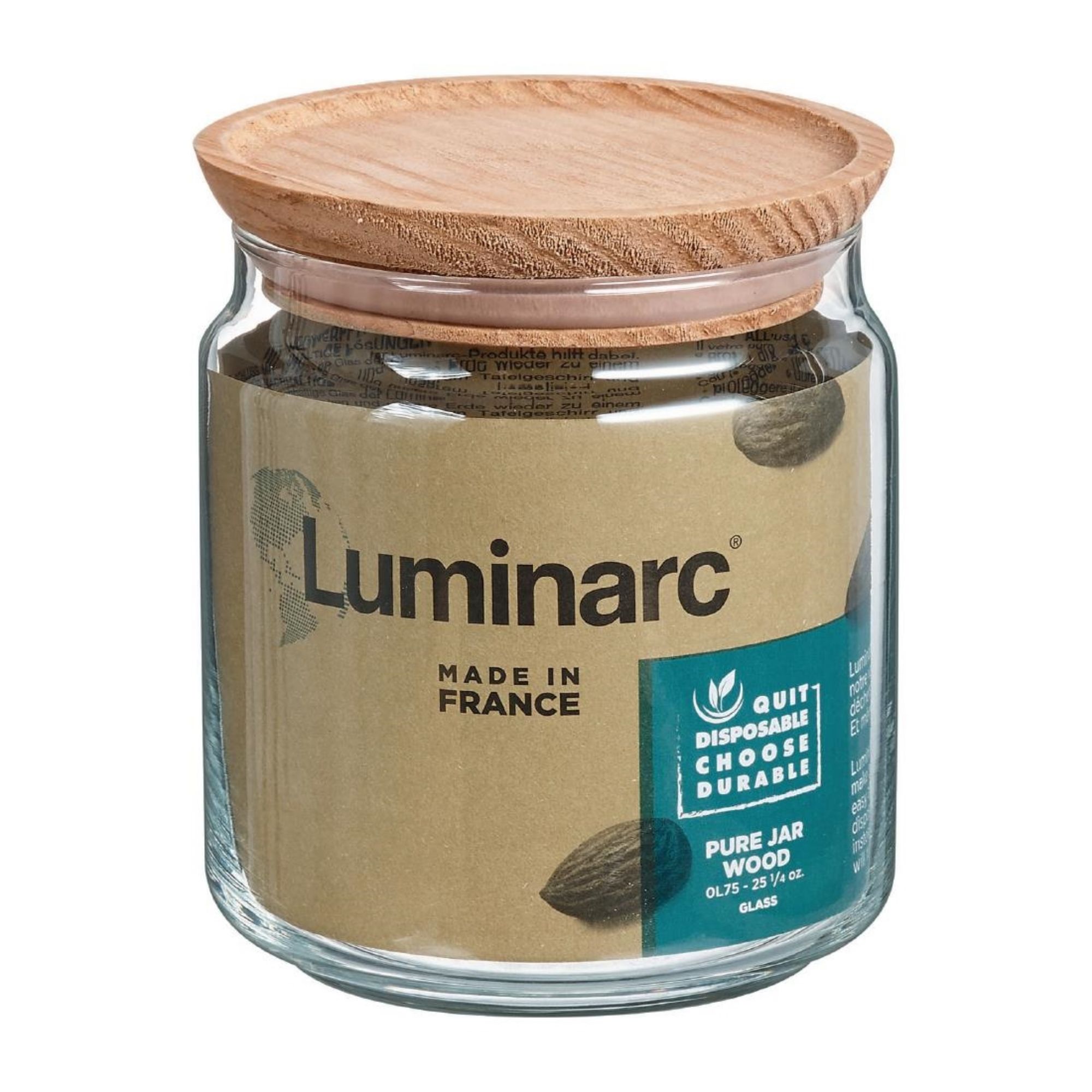 Picture of Luminarc Pure Jars & Wood Lids 750ml (6 Pack)