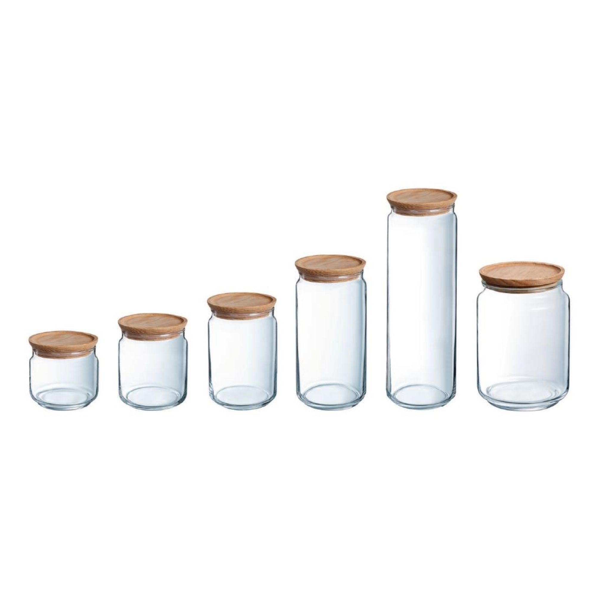 Picture of Luminarc Pure Jars & Wood Lids 750ml (6 Pack)