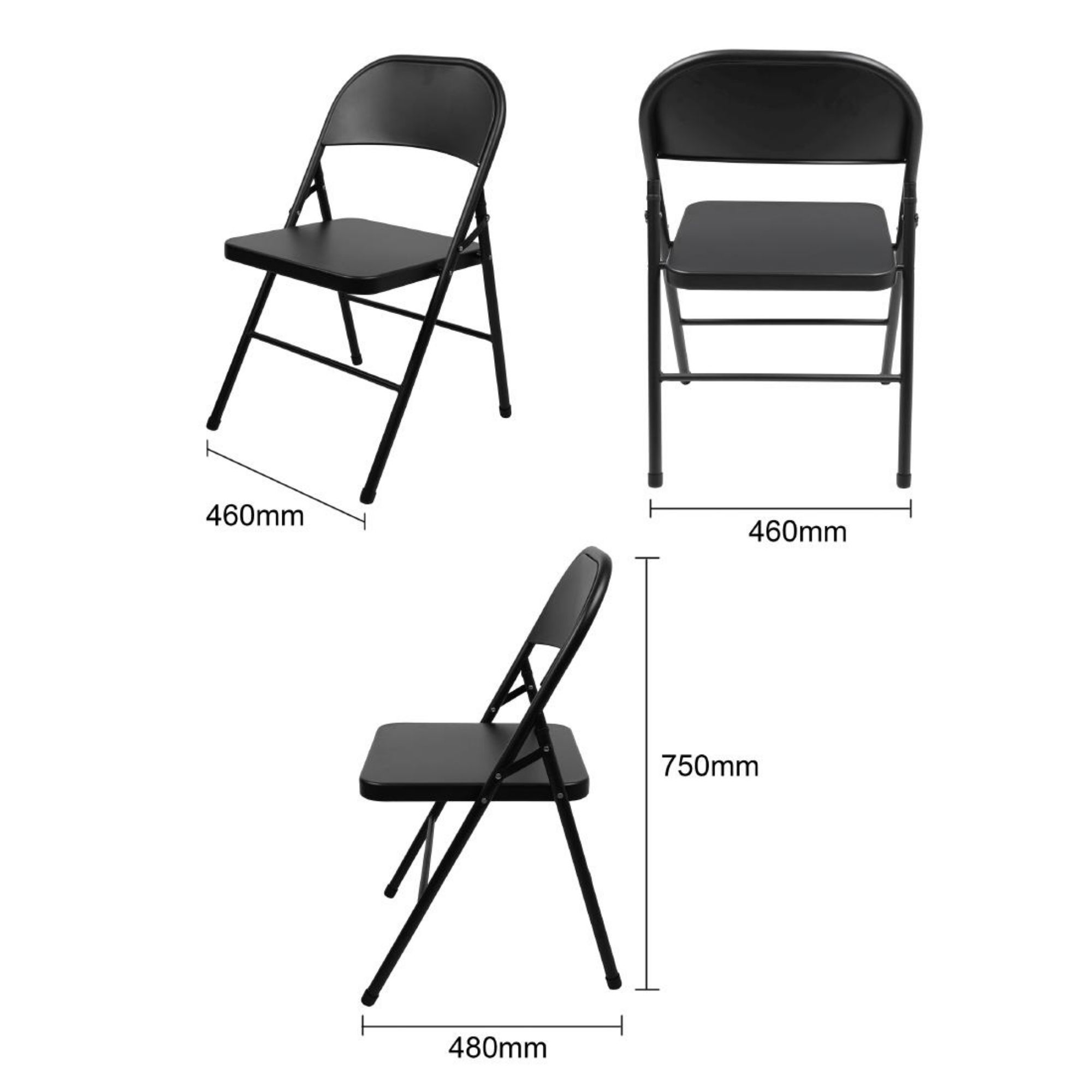 Picture of Bolero Folding Metal Chairs Black (4 Pack)