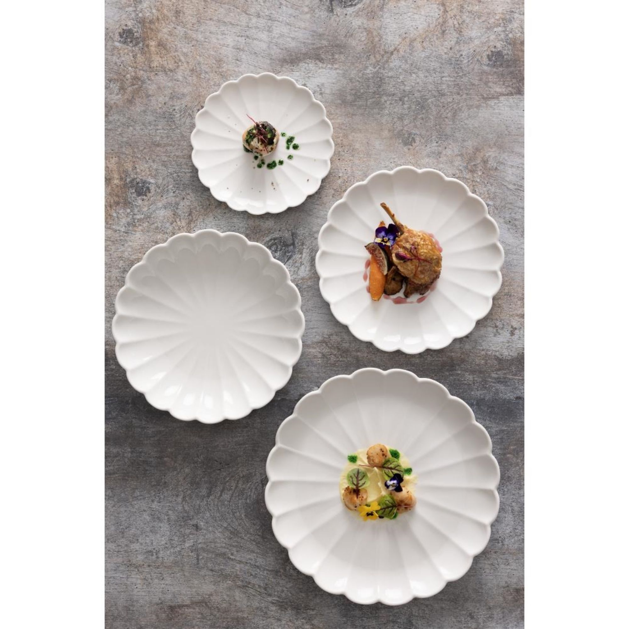 Picture of Olympia Bloom Scalloped Bowls White 230mm (6 Pack)