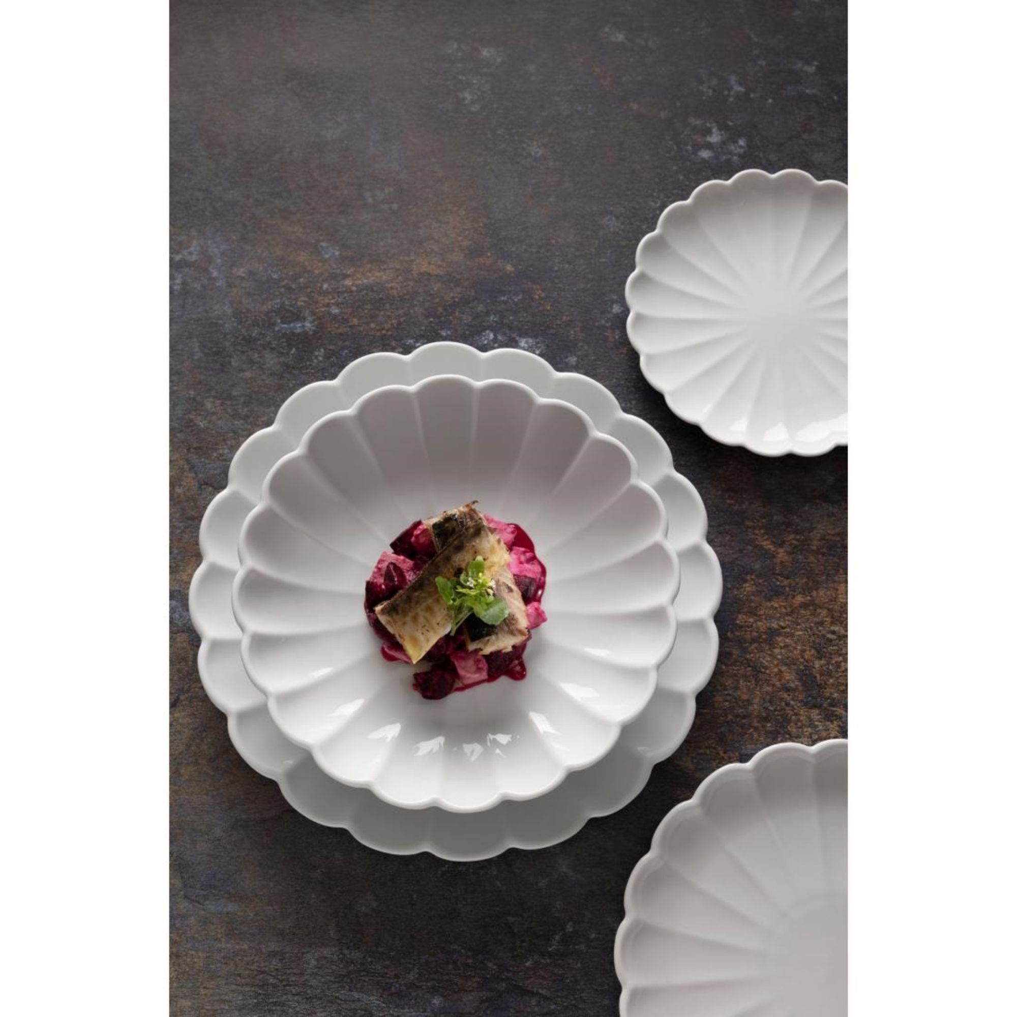 Picture of Olympia Bloom Scalloped Bowls White 230mm (6 Pack)