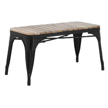 Picture of Bolero Bistro Indoor Bench Slatted Mango Wood & Black Frame 850mm (2 Pack)