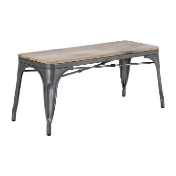Picture of Bolero Bistro Indoor Bench Mango Wood & Gunmetal Frame 1000mm (2 Pack)