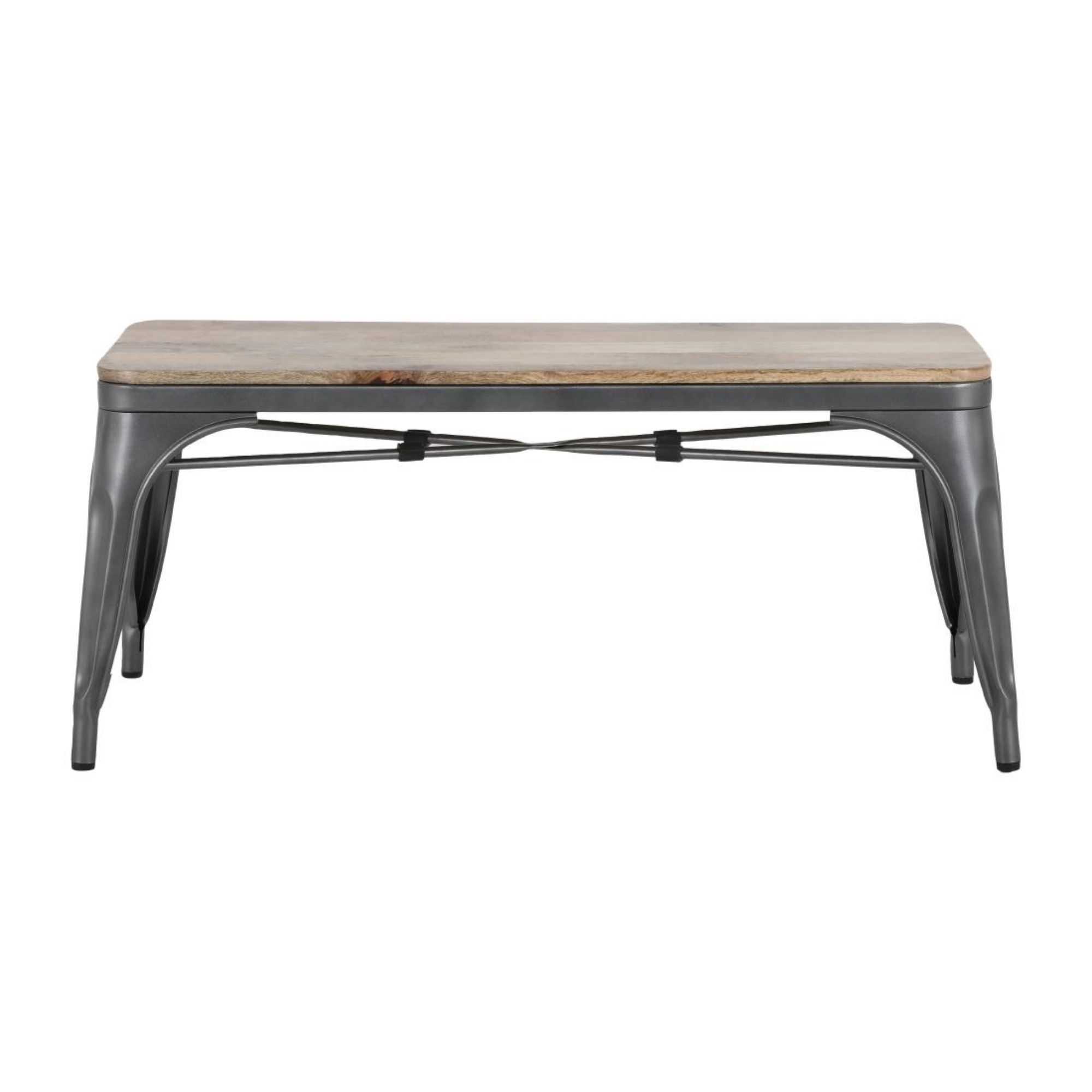 Picture of Bolero Bistro Indoor Bench Mango Wood & Gunmetal Frame 1000mm (2 Pack)
