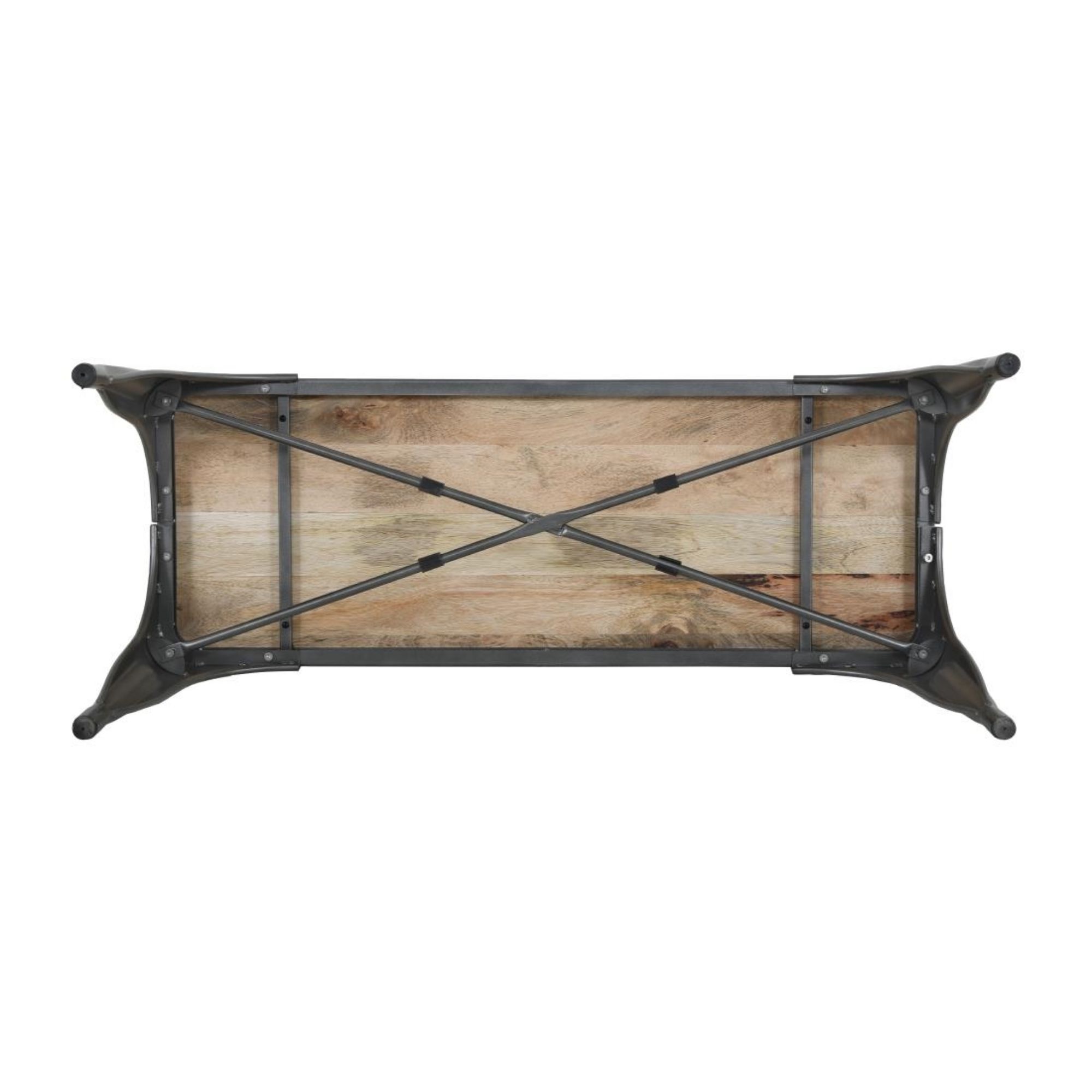 Picture of Bolero Bistro Indoor Bench Mango Wood & Gunmetal Frame 1000mm (2 Pack)