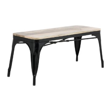 Picture of Bolero Bistro Indoor Bench Mango Wood & Black Frame 1000mm (2 Pack)