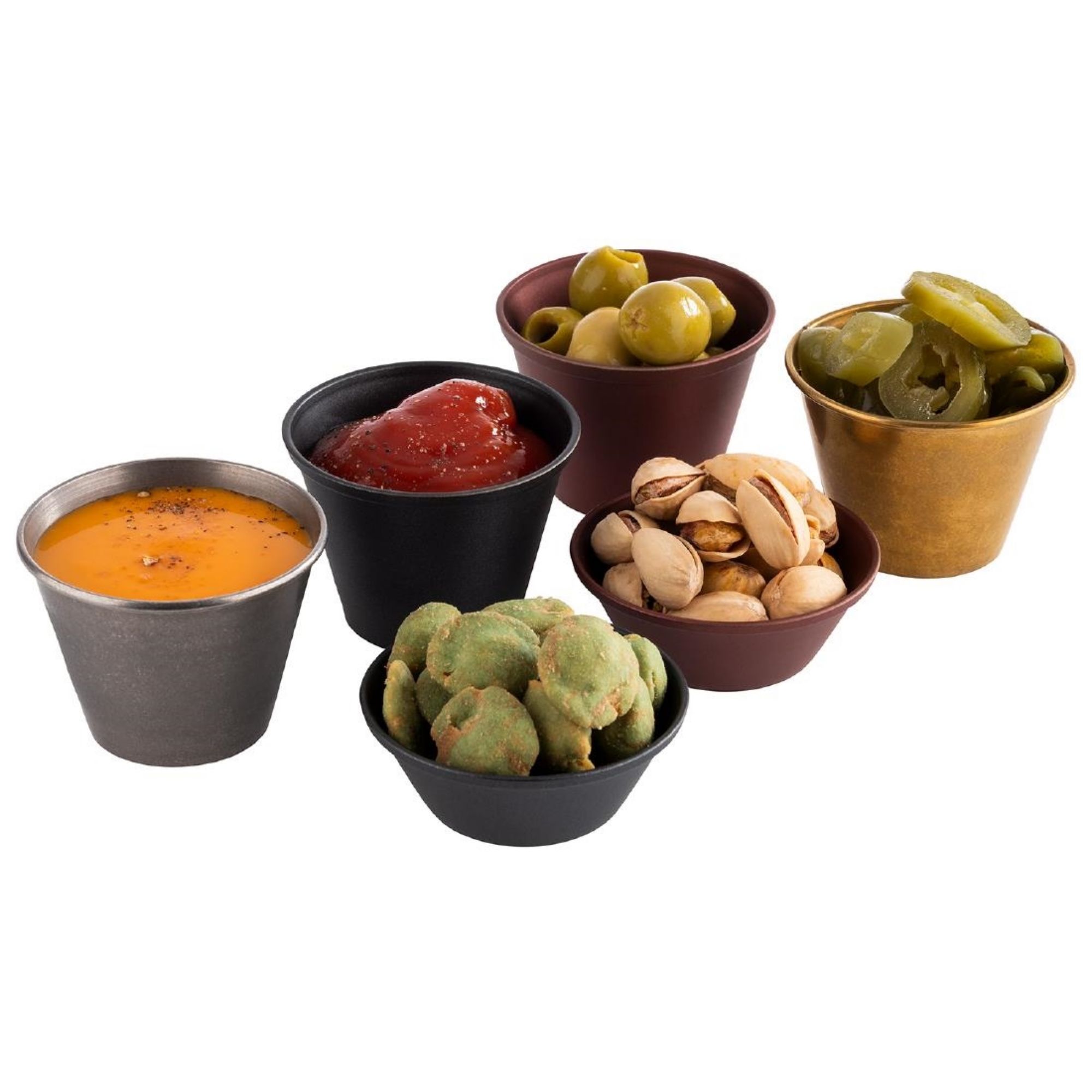 Picture of APS Dip Bowls Grey/Black 60ml (6 Pack)