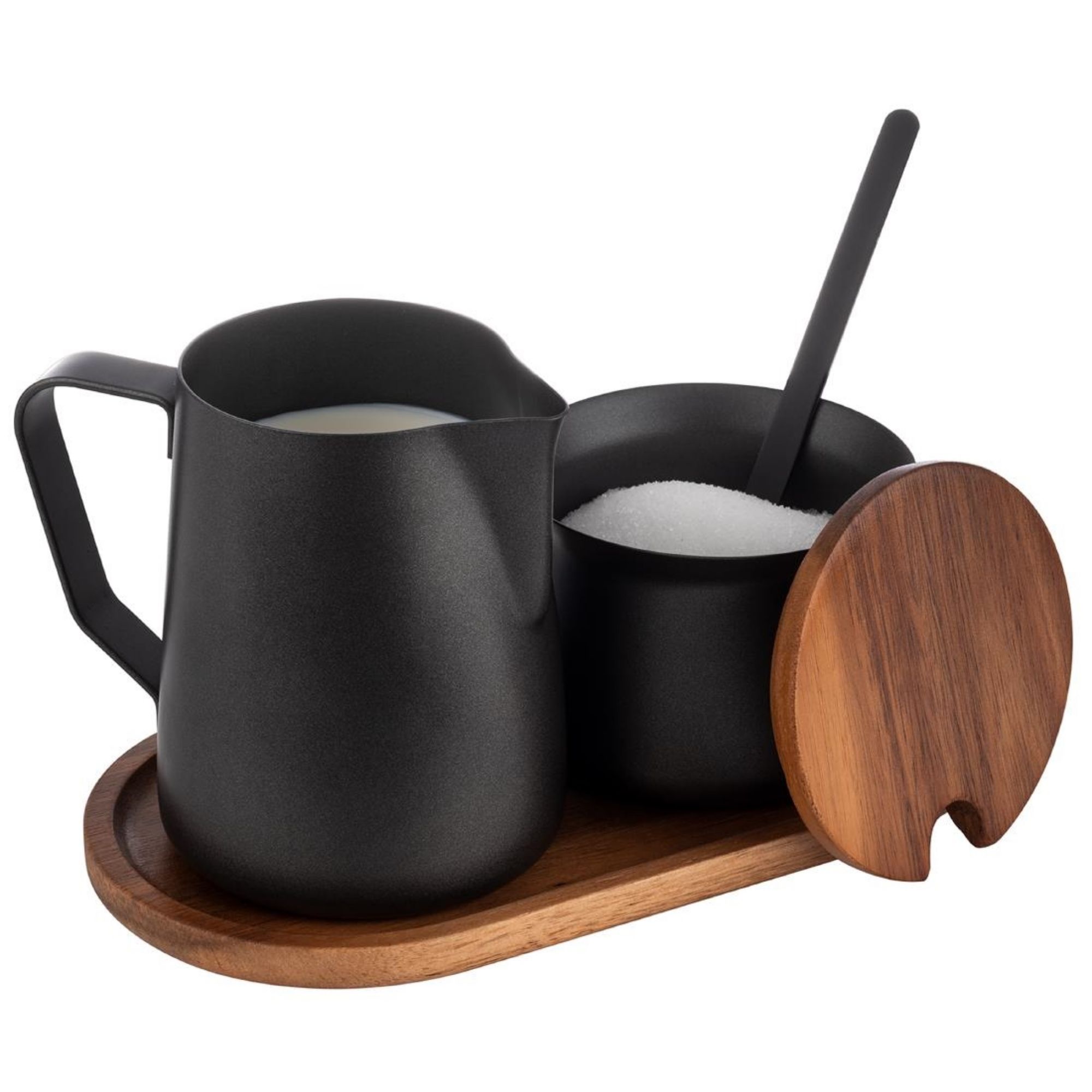 Picture of APS Acacia Wood And Stainless Steel Milk and Sugar Set
