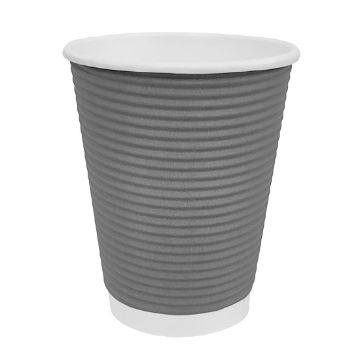 Picture of Fiesta Recyclable Coffee Cups Ripple Wall Charcoal 225ml / 8oz (500 Pack)