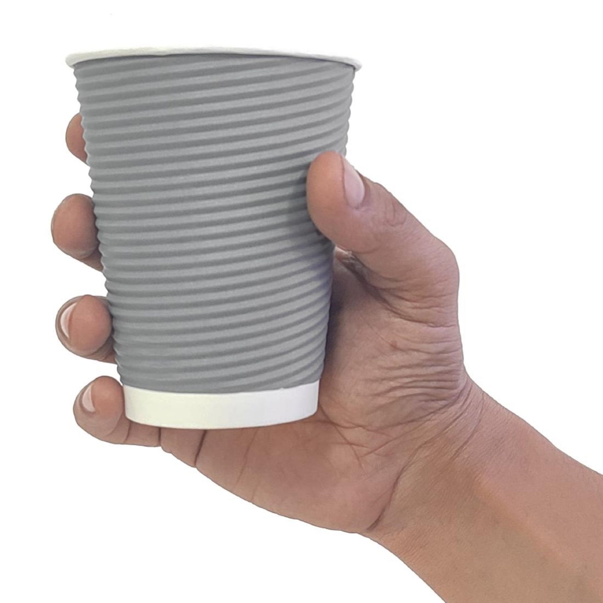 Picture of Fiesta Recyclable Coffee Cups Ripple Wall Charcoal 340ml / 12oz (25 Pack)